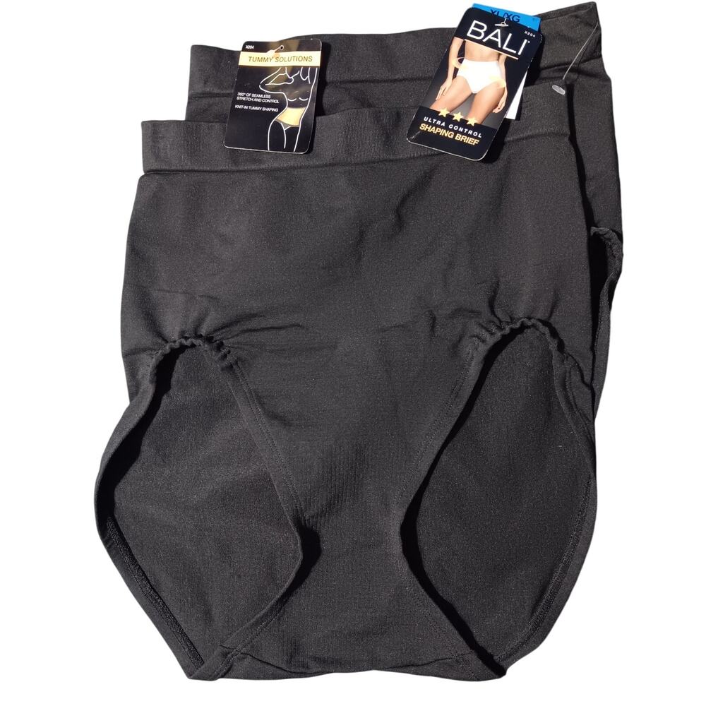 BALI Ultra Control Shaping Briefs XL NEW Black (2 Pair)